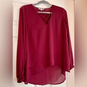Large Krazy Kat v-neck burgundy red tunic